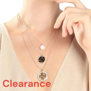 🔴 Cosmo 3 Layer Pearl & Medallion Necklace